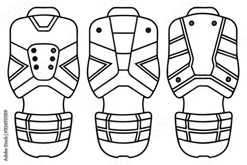 Hockey goalie pads line art drawing