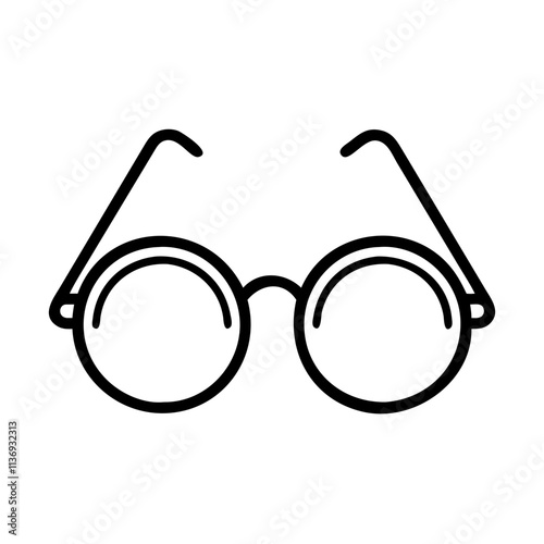 poet s glasses icon, poet’s day line art, poets icon - simple black line art icon of poet s glasses, symbolizing poets day celebrations. poet vector art.