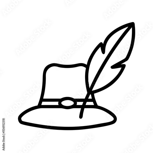 poet s hat icon, poet’s day line art, poets icon - simple black line art icon of poet s hat, symbolizing poets day celebrations. poet vector art.