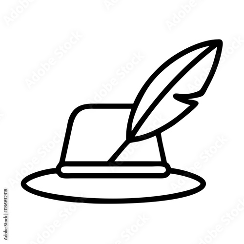 poet s hat icon, poet’s day line art, poets icon - simple black line art icon of poet s hat, symbolizing poets day celebrations. poet vector art.