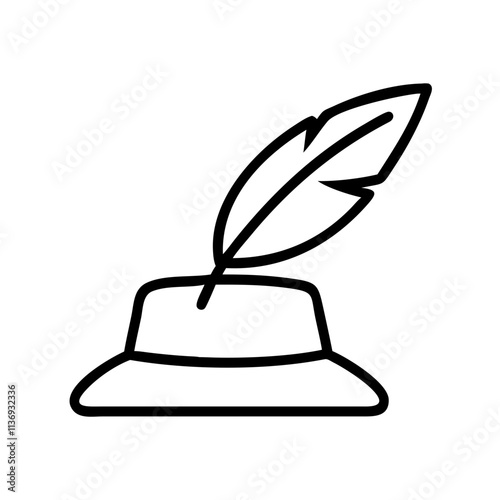 poet s hat icon, poet’s day line art, poets icon - simple black line art icon of poet s hat, symbolizing poets day celebrations. poet vector art.