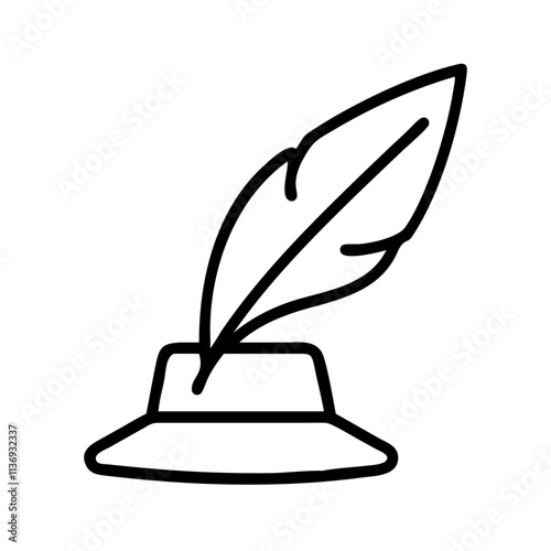 poet s hat icon, poet’s day line art, poets icon - simple black line art icon of poet s hat, symbolizing poets day celebrations. poet vector art.