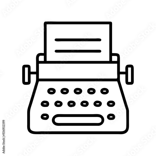 typewriter icon, poet’s day line art, poets icon - simple black line art icon of typewriter, symbolizing poets day celebrations. poet vector art.