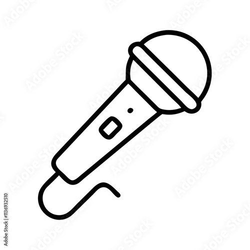 microphone for spoken word icon, poet’s day line art, poets icon - simple black line art icon of microphone for spoken word, symbolizing poets day celebrations. poet vector art.
