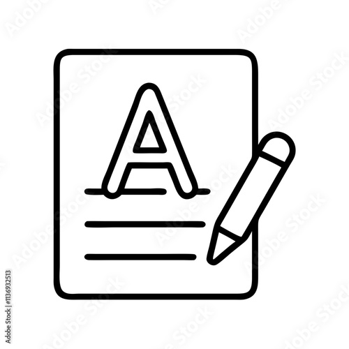 handwriting style font icon, poet’s day line art, poets icon - simple black line art icon of handwriting style font, symbolizing poets day celebrations. poet vector art.