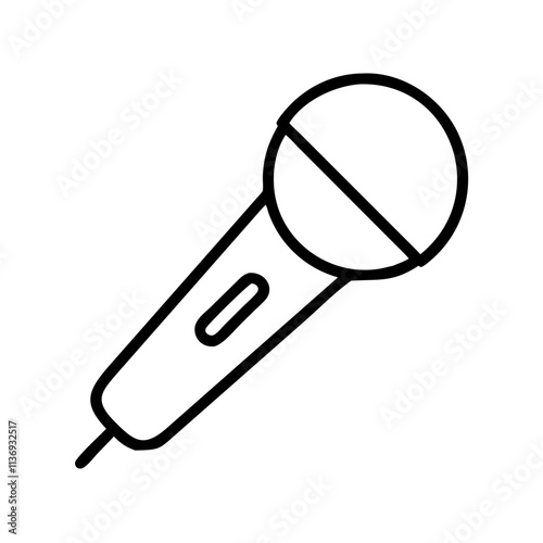 microphone for spoken word icon, poet’s day line art, poets icon - simple black line art icon of microphone for spoken word, symbolizing poets day celebrations. poet vector art.
