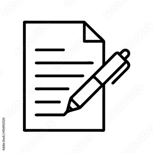 pen and paper icon, poet’s day line art, poets icon - simple black line art icon of pen and paper, symbolizing poets day celebrations. poet vector art.