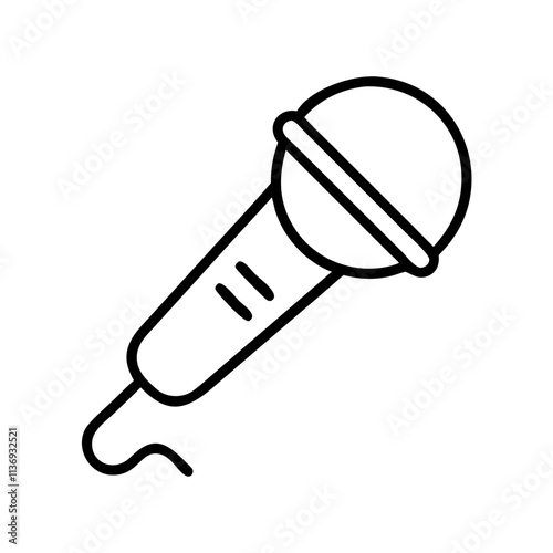 microphone for spoken word icon, poet’s day line art, poets icon - simple black line art icon of microphone for spoken word, symbolizing poets day celebrations. poet vector art.