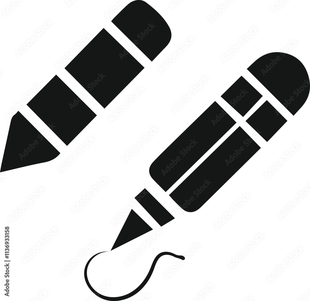 set of pencil, black color logo template set of pencil, black color logo template