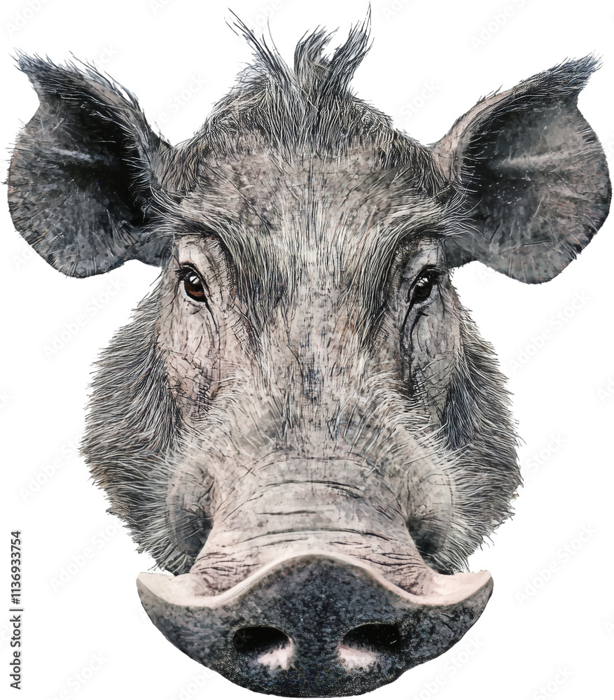 Obraz premium 사실적으로 묘사된 야생의 멧돼지