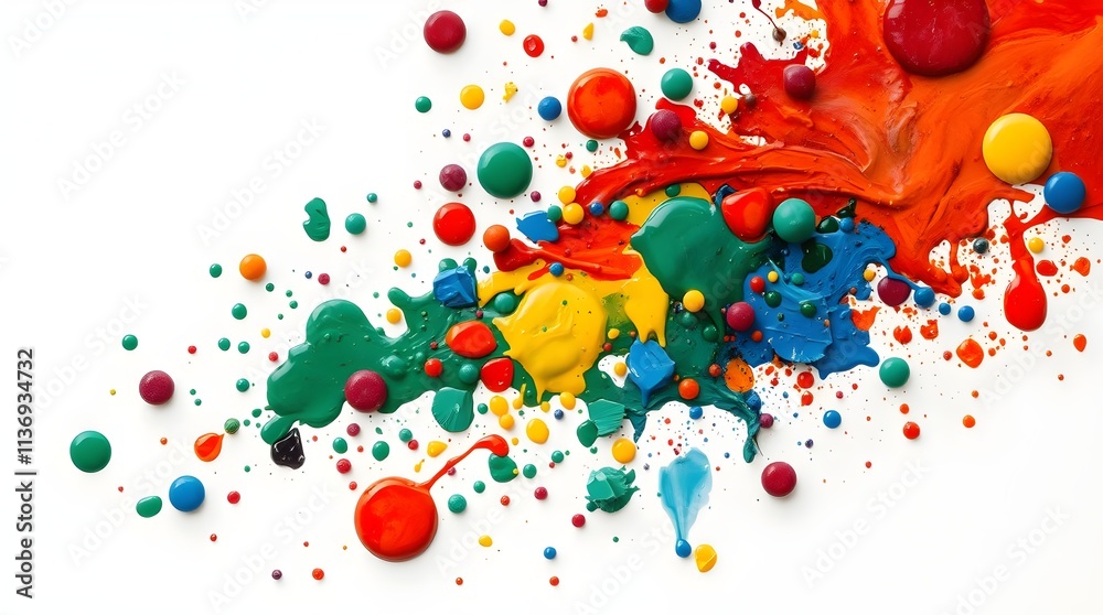 scattered paint splashes in various colors on white for versatile artistic or digital illustration purposes scattered paint splashes in various colors on white for versatile artistic or digital illustration purposes
