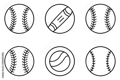 Softball icon line art minimalistic concept