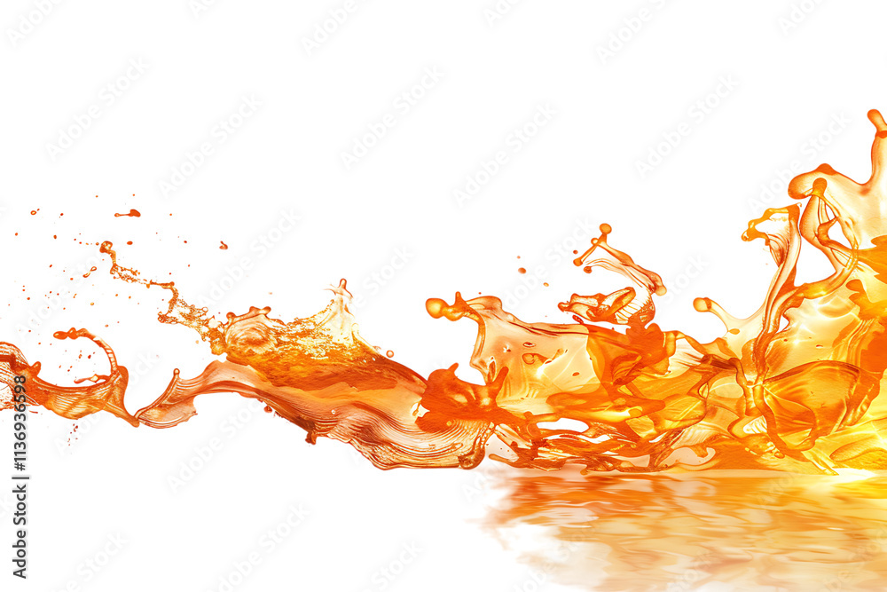 A Dynamic Fire Splash Spread, Isolated on a Transparent Background, Perfect for Intense or Fiery-Themed Designs