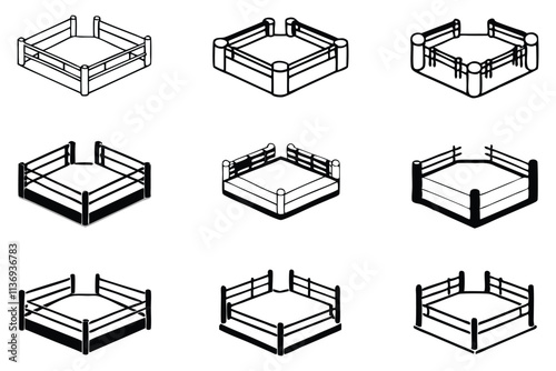 Boxing Ring Icon Line Art Vector