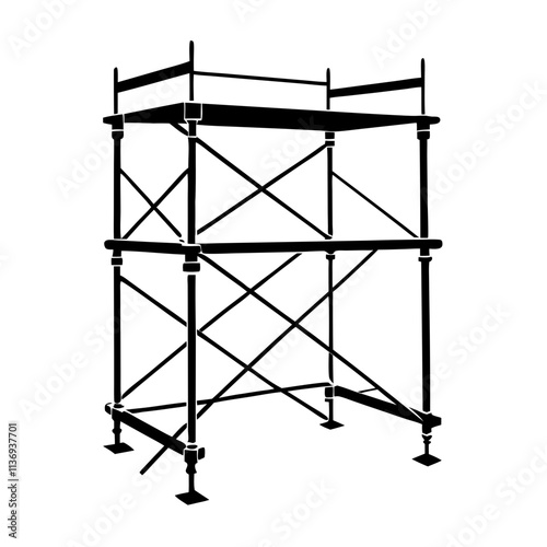 Scaffolding structure icon in black and white.  
