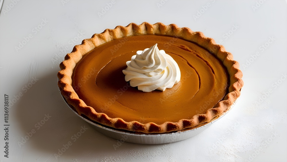 Thanksgiving supper is a classic pumpkin pie with whipped cream on top. Thanksgiving supper is a classic pumpkin pie with whipped cream on top.