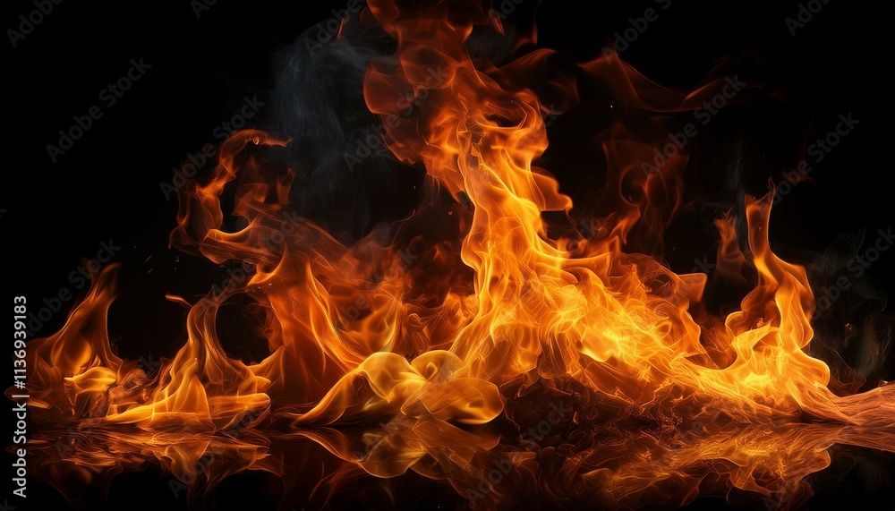 image de feu sur fond, noir, flammes brulantes en ia image de feu sur fond, noir, flammes brulantes en ia