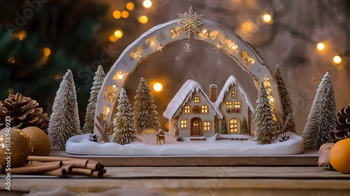 Traditional Erzgebirge Christmas Schwibbogen Scenes with Warm Lighting and Winter Charm - Wide Format