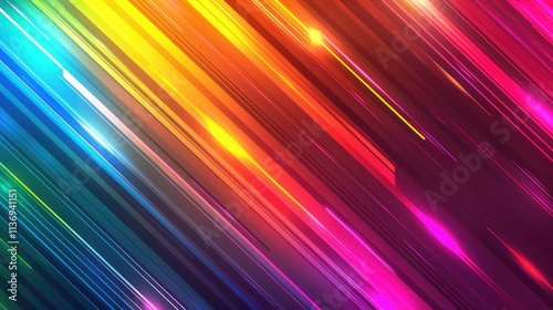 Vibrant diagonal stripes in rainbow colors create a dynamic  energetic background.