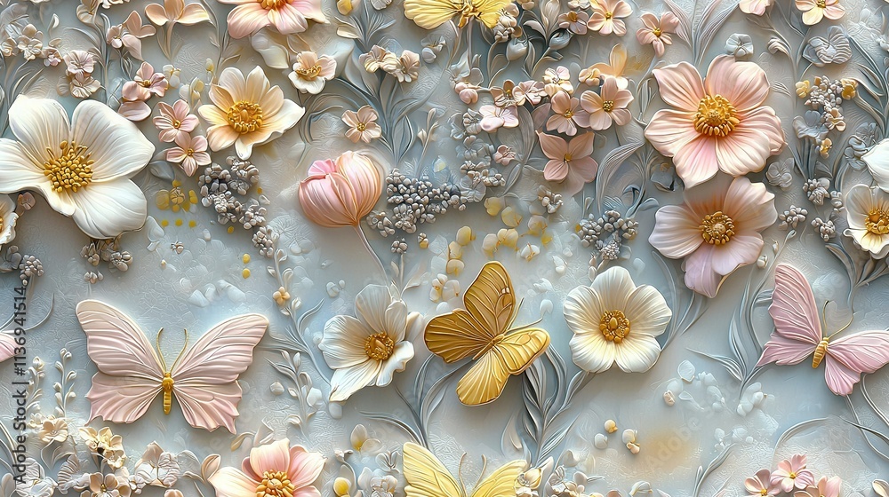 Butterflies and Flowers in Pastels Butterflies and Flowers in Pastels