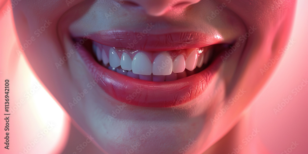 Naklejka premium Close-up of Human Mouth with Teeth and Lips