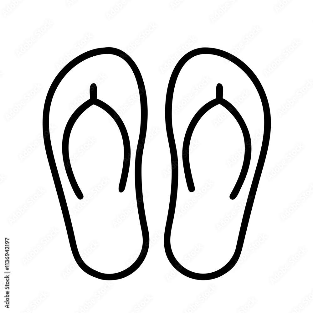flip flops icon, summer holiday line art, holiday icon - simple black line art icon of flip flops, for summer holiday celebrations. holiday vector art. flip flops icon, summer holiday line art, holiday icon - simple black line art icon of flip flops, for summer holiday celebrations. holiday vector art.