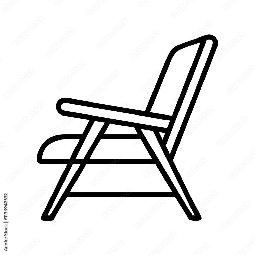 lawn chair icon, summer holiday line art, holiday icon - simple black line art icon of lawn chair, for summer holiday celebrations. holiday vector art. lawn chair icon, summer holiday line art, holiday icon - simple black line art icon of lawn chair, for summer holiday celebrations. holiday vector art.