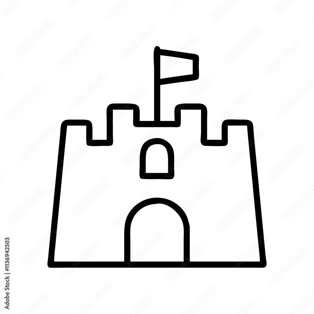 sandcastle icon, summer holiday line art, holiday icon - simple black line art icon of sandcastle, for summer holiday celebrations. holiday vector art. sandcastle icon, summer holiday line art, holiday icon - simple black line art icon of sandcastle, for summer holiday celebrations. holiday vector art.