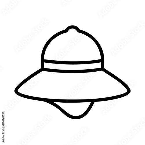sunhat icon, summer holiday line art, holiday icon - simple black line art icon of sunhat, for summer holiday celebrations. holiday vector art.