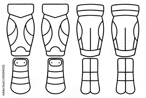 Cricket thigh pad line art minimalist drawing