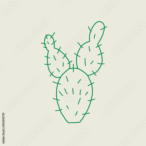 Minimalist Cactus Line Art Illustration photo