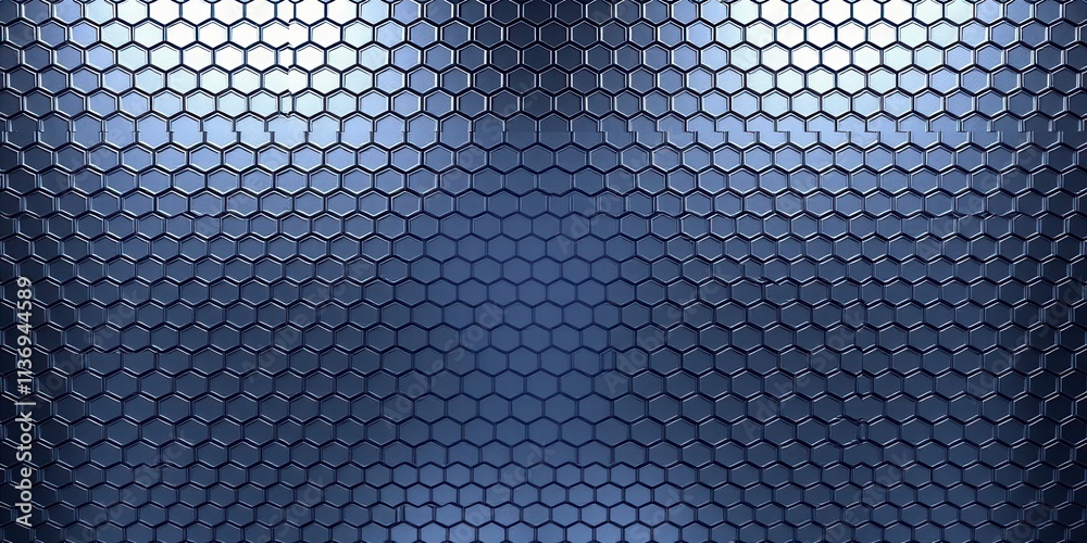Hexagonal abstract metal background with soft glowing light, bright, pattern, background Hexagonal abstract metal background with soft glowing light, bright, pattern, background