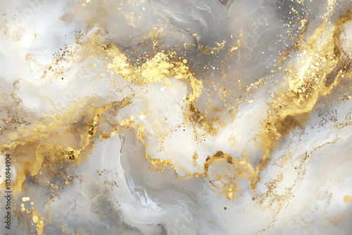 A Luxurious Fluid Art Composition with Flowing Gold Accents. photo