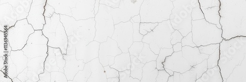 Rough and uneven surface of aged white wall with cracks and peeling paint, white, surface