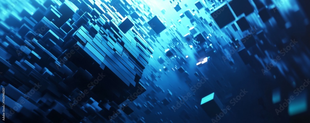 Blue 3D Blocks form a Futuristic abstract wallpaper. . Blue 3D Blocks form a Futuristic abstract wallpaper. .