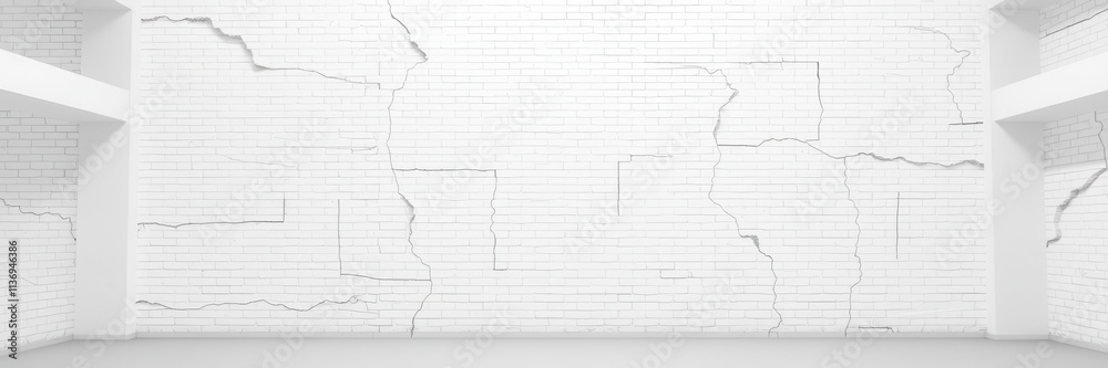 Fototapeta premium White brick wall background with clean and modern design, interior, architecture, clean
