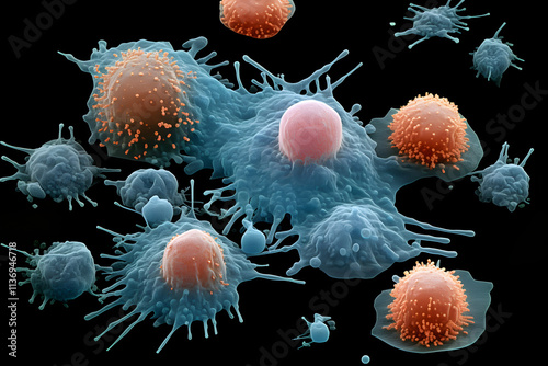 Microscopic View of Abnormal Cells Potentially Indicative of Disease photo