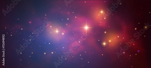 Space vector background with realistic nebula and shining stars. Magic colorful galaxy with stardust