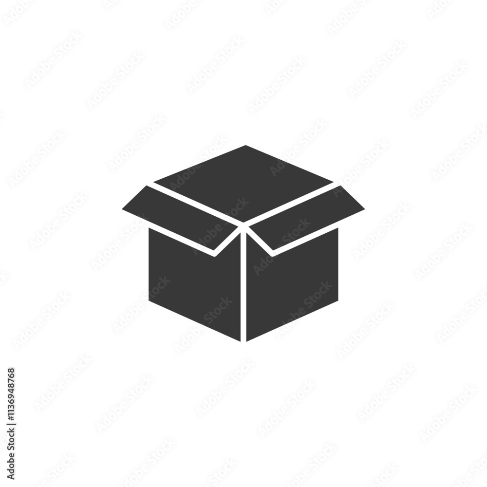 Open Box Icon Set Vector illustration in black Open Box Icon Set Vector illustration in black