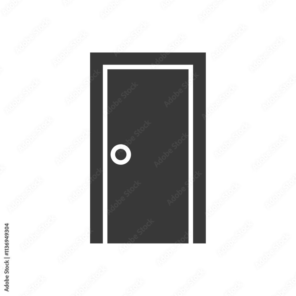 Door Icon Set Vector illustration in black
