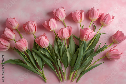A Top-View Composition Featuring a Lovely Arrangement of Pink Roses. photo