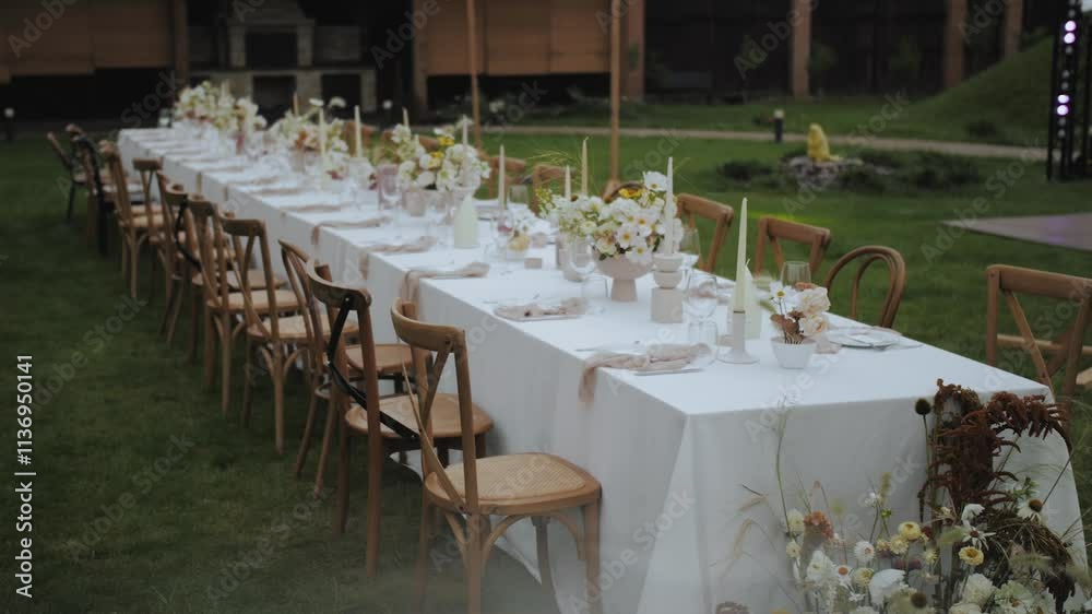 An Elegant Outdoor Dining Setup Perfect for Special Events and Celebrations with Loved Ones An Elegant Outdoor Dining Setup Perfect for Special Events and Celebrations with Loved Ones