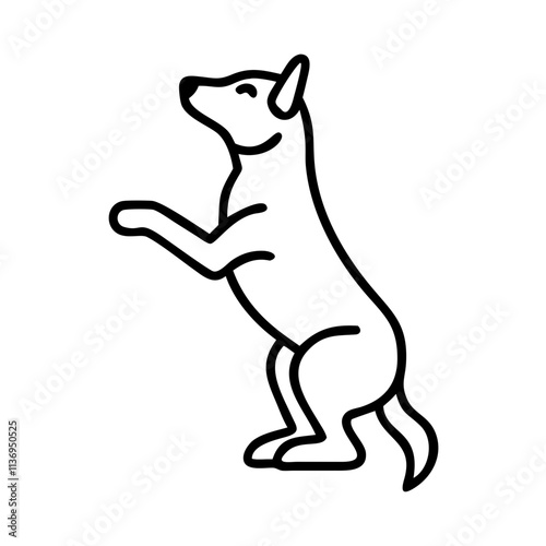 dog sitting on hind legs icon, dog day line art, dog day icon - simple black line art icon of dog sitting on hind legs, for dog day celebrations. dog day vector art.