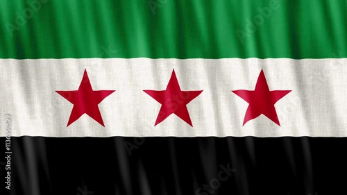 4k Highly Detailed New National Flag Of Syria - Wavy Syria Flag loop.