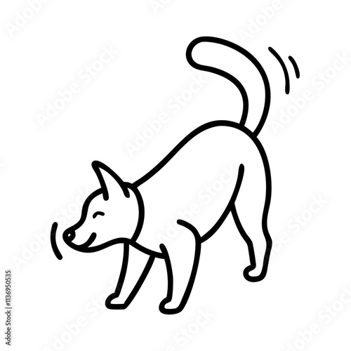 dog s playful tail wagging icon, dog day line art, dog day icon - simple black line art icon of dog s playful tail wagging, for dog day celebrations. dog day vector art.