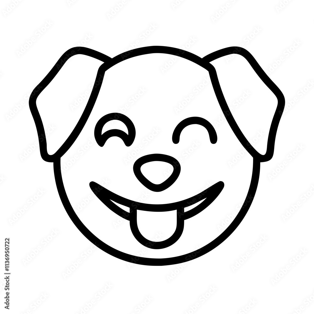 happy dog emoji icon, dog day line art, dog day icon - simple black line art icon of happy dog emoji, for dog day celebrations. dog day vector art. happy dog emoji icon, dog day line art, dog day icon - simple black line art icon of happy dog emoji, for dog day celebrations. dog day vector art.