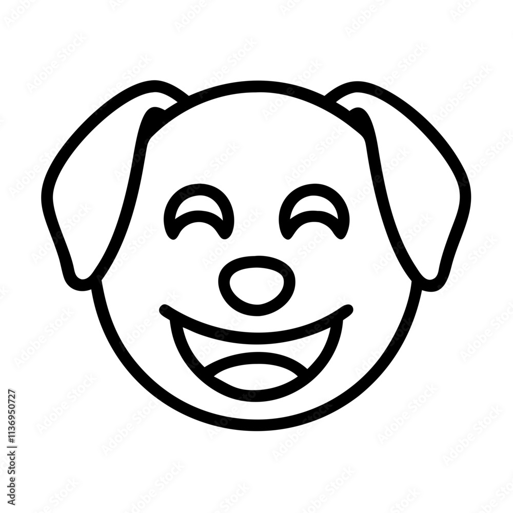 happy dog emoji icon, dog day line art, dog day icon - simple black line art icon of happy dog emoji, for dog day celebrations. dog day vector art. happy dog emoji icon, dog day line art, dog day icon - simple black line art icon of happy dog emoji, for dog day celebrations. dog day vector art.