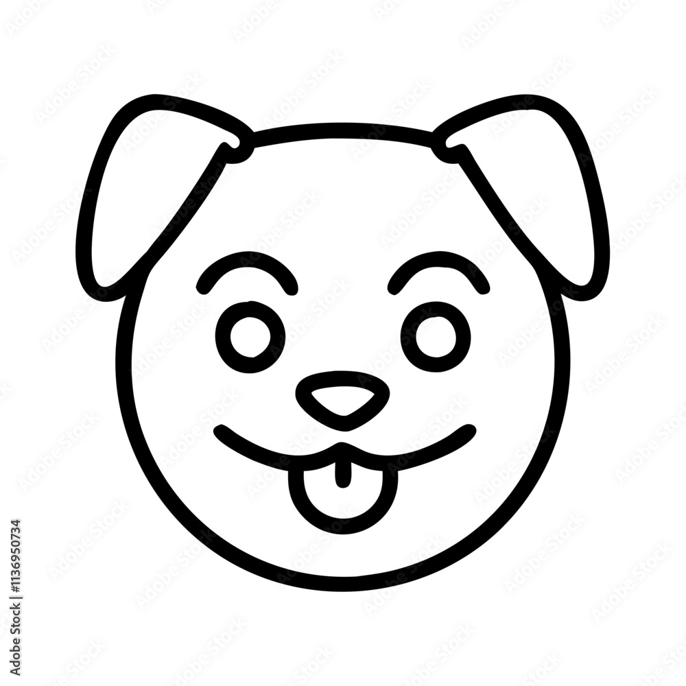 happy dog emoji icon, dog day line art, dog day icon - simple black line art icon of happy dog emoji, for dog day celebrations. dog day vector art. happy dog emoji icon, dog day line art, dog day icon - simple black line art icon of happy dog emoji, for dog day celebrations. dog day vector art.