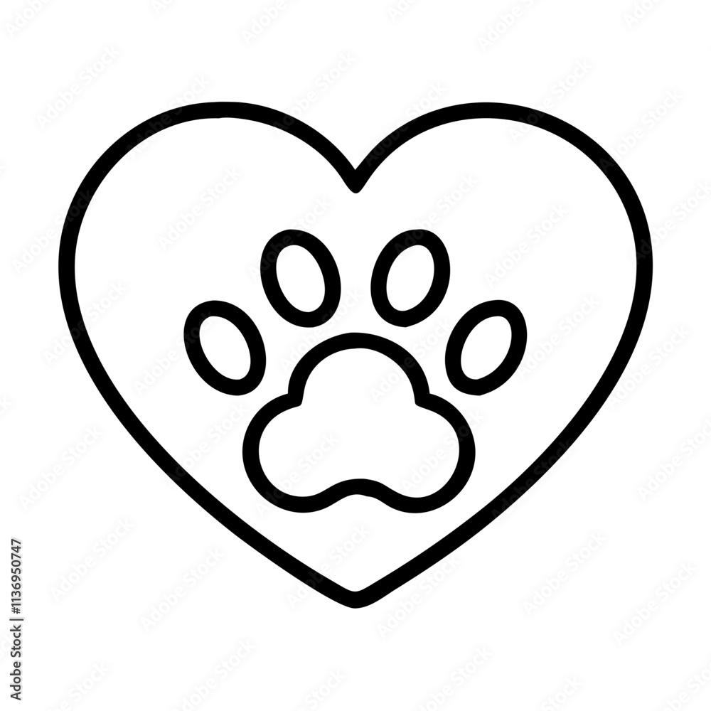 heart with paw print icon, dog day line art, dog day icon - simple black line art icon of heart with paw print, for dog day celebrations. dog day vector art. heart with paw print icon, dog day line art, dog day icon - simple black line art icon of heart with paw print, for dog day celebrations. dog day vector art.