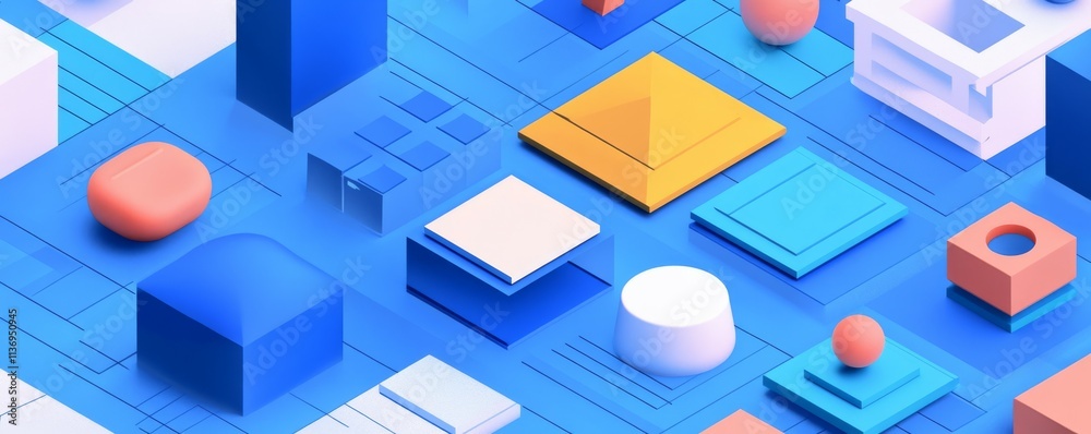 Geometric objects, isometric background Geometric objects, isometric background